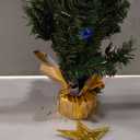 JOIEDOMI 24"/2FT Small Tabletop Christmas Tree with Lights with Star Treetop and Hanging Ornaments, Pre-lit Artificial Christmas Green LED Mini Tabletop Tree for Xmas Decorations Indoor Outdoor