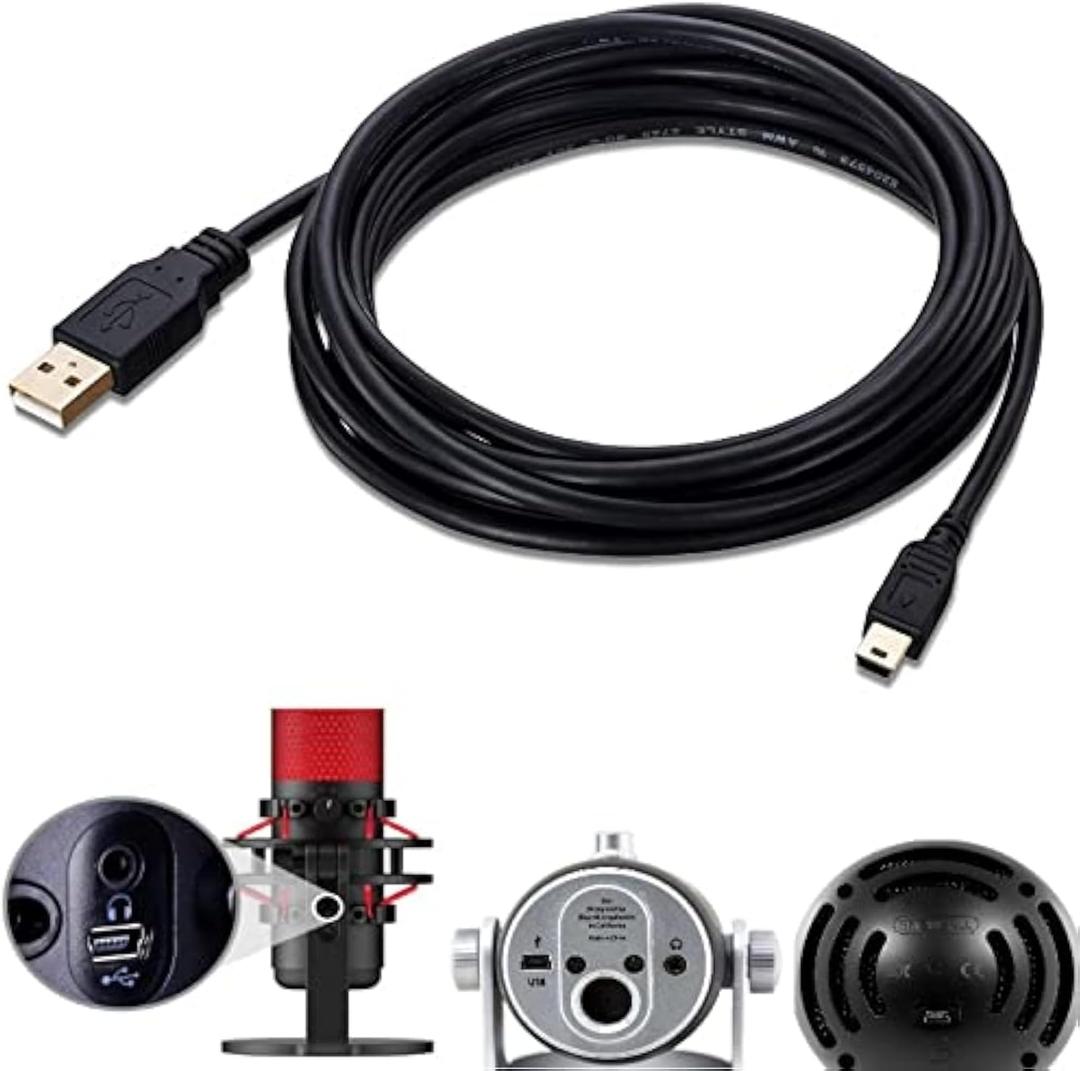 ienza 10-Ft Long PC Mac Computer USB Cable Cord Wire for HyperX Quadcast, Blue Yeti USB Mic Blackout & Snowball iCE (Please See Pictures & Read Description to Check Compatibility Before Buying)