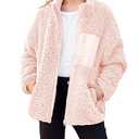 Arshiner Girls Fall Jacket Winter Fleece Sherpa Fuzzy Zip Up Christmas Coat Pink size 120