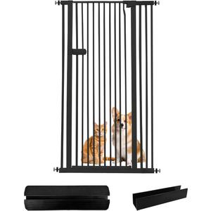 Lumizone Extra Tall Cat Gate 55.12" High Pressure Mounted Extra Wide 2025 New (17 Sizes) 1.37" Gap No Drilling Auto-Close One-Handed Operation Tall Pet Gate for Dogs(Black, 34.25"-38.38"/87-97CM)