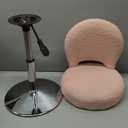 Adjustable Small Vanity Chair, 360 Swivel Vanity Stool with Folding Back for Teenager, Comfy Teddy Ottoman Stool for Bedroom, Dressing Room, Small, Pink