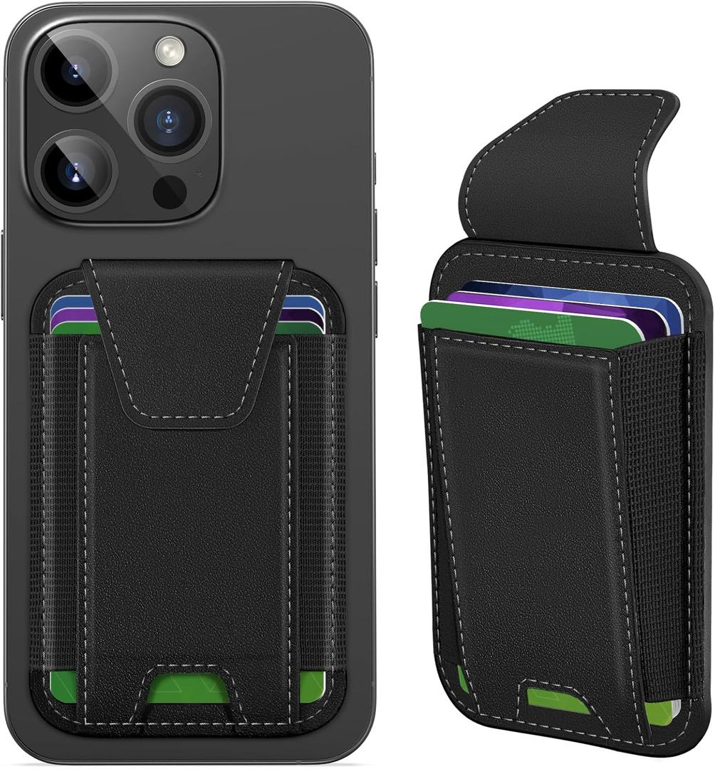 Miroddi for MagSafe Wallet with Privacy Flap, Strongest Magnetic Card Holder for iPhone 17, iPhone 16/15/14/13/12 Series, Detachable Magnetic Phone Wallet, RFID Blocking, Fit 7 Cards, Black & Black