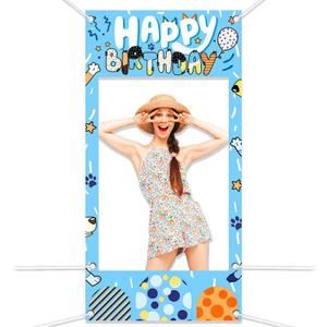 6x3ft Blue Dog Backdrop with Ropes, Birthday Party Decoration Supplies Background, Cute Cartoon Animal Theme Photo Banner for Girl, Boy, Kid, Adult
