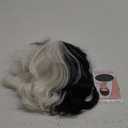 MAGQOO Half Black White Wig with Bangs Women Girls Short Curly Wavy Wig Black and White Hair Wigs Halloween Cosplay Costume Party Wig