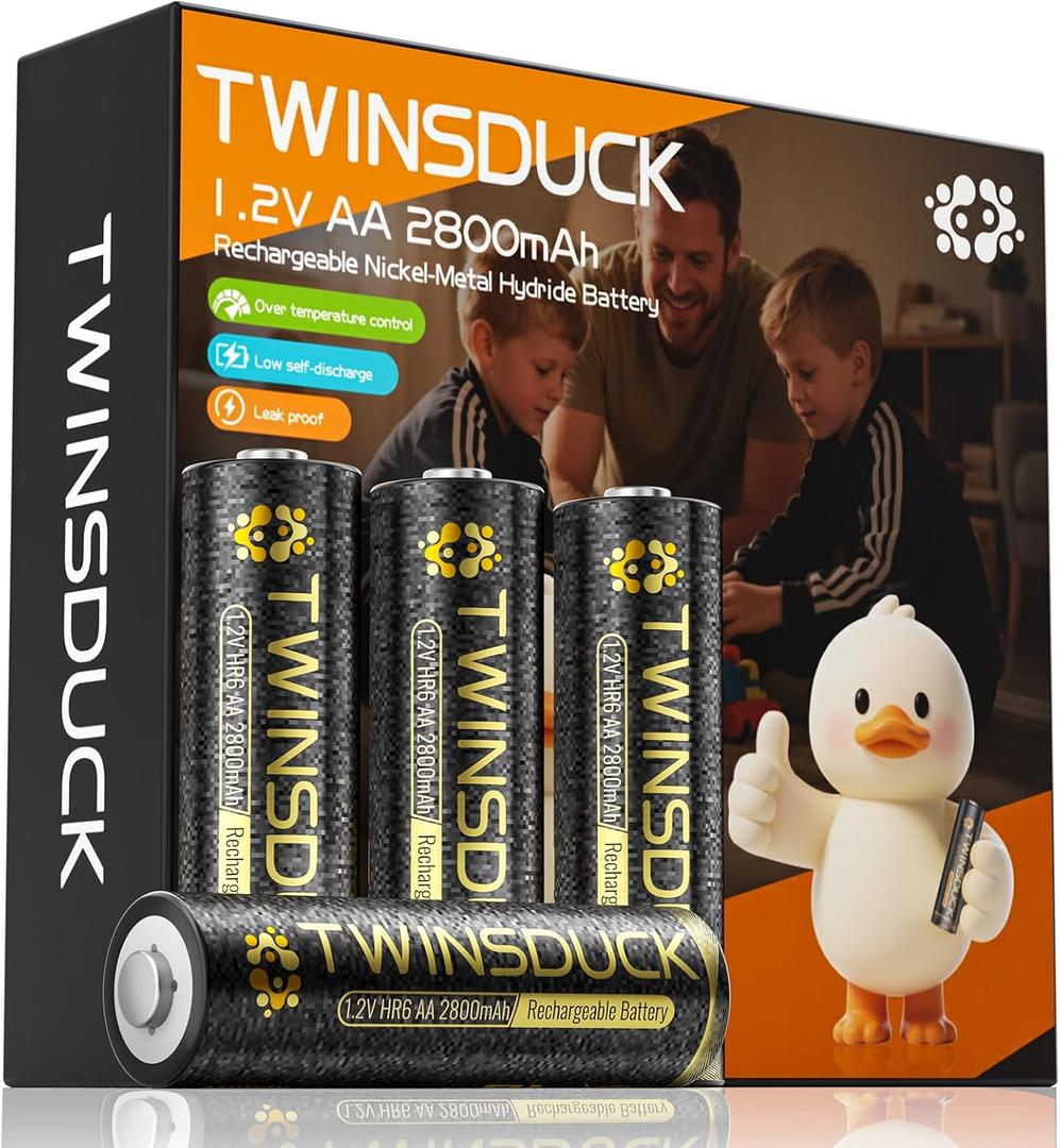 Rechargeable AA Batteries, 2800mAh High Capacity NiMH Double A Battery for Household and Office Devices8 Pack