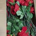 50 PCS Fake Red Roses, Artificial Red Flowers Bulk Realistic Silk Faux Rose with Stems for Wedding Decoration Anniversary Bridal Bouquet DIY Floral Arrangement Romantic Home Decor Gifts