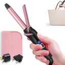Mini Curling Iron for Short Hair Dual Voltage with European UK Plug Adapter 3/4 Inch Travel Size Small Barrel Curling Iron to Beachy Waves Curls with 30S Fast Heating, 5 Temps for Global