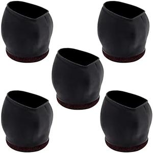 5pcs Office Furniture Caster Cups 2 Inch, Office Chair Wheel Stopper, Chair Leg Floor Protectors, Anti-Sliding Felt Furniture Pads for Hardwood Floors Protectors, Black