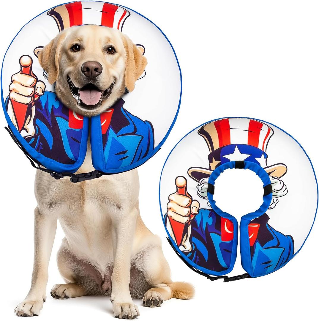 Large Dog Cone Collar Alternative Soft Inflatable Donut Collar After Surgery Dogs Recovery Won't Obstruct Vision Suitable Cones E Collar for Dogs and Cats