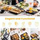 LAUCHUH Divided Serving Platters, 11 x 11 inch Porcelain Chip & Dip Serving Set Dinner Serving Tray 4 -Compartment Serving Dishes for Christmas, Candy, Nuts,Veggies, Snacks and Sauce, Black