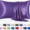 Silk Like Satin Pillowcase Standard Size, Purple Smooth and Cooling Satin-Silk Pillow Cases for Hair and Skin with Envelope Closure, Gift for Women Men, 2 Pack (20x26, Purple)