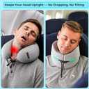 Travel Neck Pillow for Airplane: Neck Brace-Like Support 360 Chin Lock for Men in Middle Seat Sleep - Zero Head Slumping into Strangers - 8-Hour Upright Sleeping Without Neck Pain