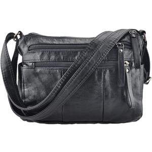 VOLGANIK ROCK Purses for Women Soft PU Leather Shoulder Bag Ladies Crossbody Purse and handbags Lightweight Pocketbook (Black-10.2")