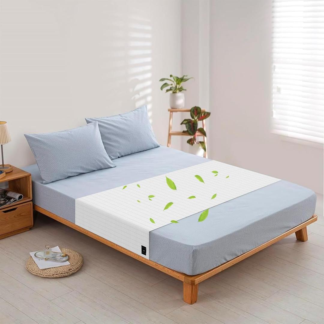 Grounding Sheets Full, Grounding Bed Sheet 10% Silver Fiber, Grounding Flat Sheet 35 * 90 in, Grounding Sheet with Grounding Wire (White, Full)