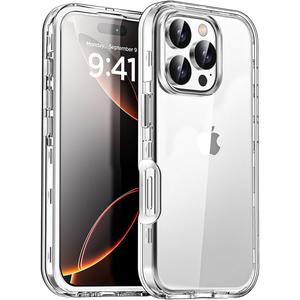 AICase for iPhone 16 Pro Max Clear Case(6.9"),Heavy Duty Drop Protection Full Body Rugged Shockproof/Dust Proof 3-Layer Military Protective Tough Durable Cover for iPhone 16 Pro Max