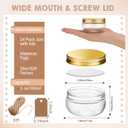 Suclain 24 Pcs 3 oz Mini Wide Mouth Plastic Jars with Lids Small Canning Yogurt Jars and Tags for Jelly, Jams, Honey, Spice, Wedding Favors. Included 1 Roll of Rope and 60 Labels(Gold)