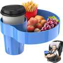 2 Pack AISHAIDO Kids Car Seat Tray, Travel Tray with Cup Holder for Toddler, Kids Car Seat Food Snack Holder for Road Trip, Stroller Snack Organizer travel must haves - Blue Color