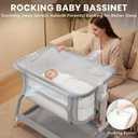3 in 1 Baby Bassinet,Rocking Bassinets Bedside Sleeper with 6 Adjustable Heights,Breathable Full-Mesh,Comfortable Mattress & Lockable Wheels,Stable Rolling Portable Crib for Newborns(Gray) | Breathable Full Mesh