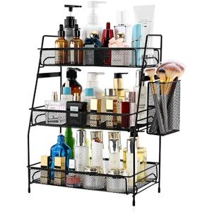 LEMIKKLE -      - Waterproof Metal Skincare, Fragrance, and Makeup Storage for Bathroom, Kitchen, and Vanity (Black( Size 8" x 16" x 17"))