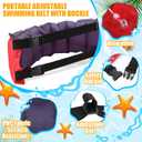 Lewtemi 1 Pcs Inflatable Swim Belt Pool Flotation Portable Waist Aid for Adults Adjustable Swimming Training Aid Waist Belt with Buckle and Rope for Beginner (Solid Color, Red and Blue)