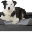 The Dog’s Bed Orthopedic Memory Foam Dog Bed with Bolsters for Large Dogs, High Density Support Mattress, Low Front Entry, Removable Washable Cover, Plush Fabric, Grey Plush, Large (No Logo)
