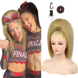 SEIKEA Cheer Ponytail Hair Piece, 100% Super Protein Fiber Straight Cheerleader Hairpiece Lightweight Silky Smooth Fluffy 18" Ponytail Extension for Cheerleader Competition, Dance Blonde