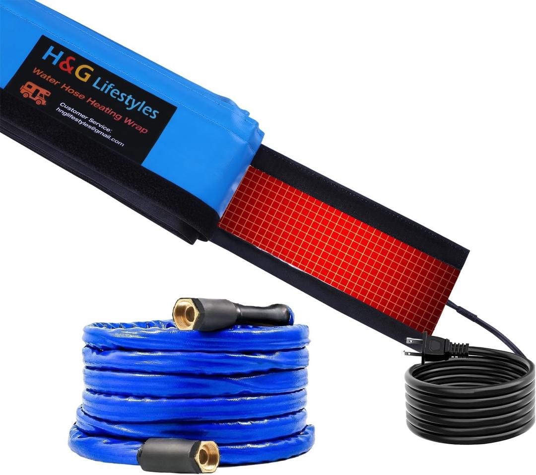 H&G Lifestyles 25ft Heated RV Water Hose Sleeve,Heating Cover for Garden Hose, RV Winter Insulation Must Have, Insulated Skirting Freeze Protection, Fit 5/8" 3/4" Water Hose