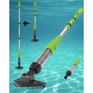 Cordless Pool Spa Hot Tub Vacuum Cleaner, Handheld Rechargeable Pool Cleaner, Suitable for Small Pools for Sand and Debris, Above-Ground Pools, Hot Tubs, Spas, Green