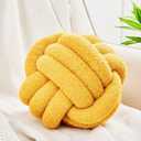 Uvvyui Knot Pillow Ball, Soft Home Decorative Pillows, Round Throw Pillow, Handmade Knotted Plush Pillow, Round Boucle Pillow Cushion (8.6 Inches Dark Yellow) (Small (Pack of 1))