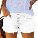 Women's Mid Rise Stretchy Ripped Denim Shorts Distressed Casual Summer Jean Shorts L
