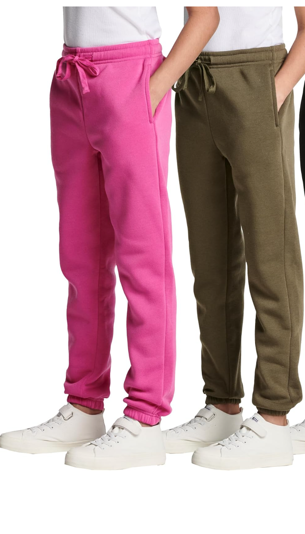 Real Essentials 2 Pack: Girls' Sweatpants - Active Fleece Jogger Pants (Size: XS-S)