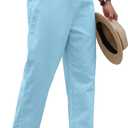 PLEPAN Men's Linen Pants Elastic Waist Drawstring Casual Summer Beach Lightweight Yoga Trousers Loose Fit (M)