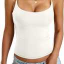 EasyGala Womens Padded Cami Tank Tops Double Lined Spaghetti Strap Built in Bra Shirts Slim Fitted Basic Summer Cloth 2026 (Beige, M)