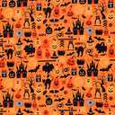 Halloween Fabric 1 Yard Ghost Pumpkin Cats Pattern Halloween Orange Printed Fabric for Sewing Quilting Apparel Crafts Home Decor Supplies (1 Piece)