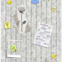 Foldable Bulletin Board 47x24 inches, 0.35" Thick Felt Wall Tiles, Large Cork Board with Adhesive Sticker, Round Edges Wall Panels for Office Bedroom Living Room, Decorative Board (Silver Grey)