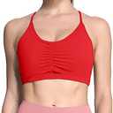 Aoxjox Sports Bras for Women Workout Fitness Ruched Training Baddie Cross Back Yoga Crop Tank, XS