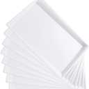 I00000 8 Pack White Plastic Serving Tray, 15" x 10" Rectangle Food Trays, Disposable Serving Platter for Parties, Internal Inclined Design Perfect for Weddings and Parties