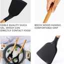 Silicone Cooking Utensils Set, 11 Pcs Black Silicone Cooking Utensils Set, Nonstick & 230°C Heat Resistant Cooking Utensils with Wooden Handle, Cooking Utensil Set for Culinary Enthusiast (Black)