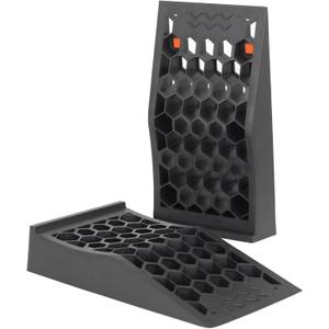 OULEME Low Profile Car Service Ramp with Anti-Slip Pads, 2 Pack for Oil Changes and Lift Vehicle Maintenance, Low Car Tire Ramps for Jack Support