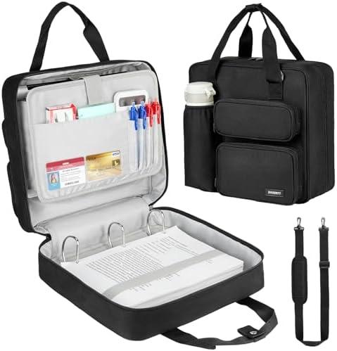 ZIOZERTT Zipper Binder 3 Ring, 700 Sheets Capacity, Binder 3 Inch with Shoulder Strap Fits 13 Inch Laptop for School and Office,Black