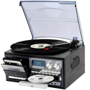 Vintage 9-in-1 Record Player Turntable with Bluetooth, AM/FM Radio, CD & Cassette Player, USB/SD Playback, Remote Control, Aux & RCA Inputs, Headphone Jack – Classic Audio System for Music Lovers
