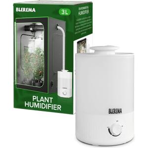 3L No Leak Plant Humidifiers for Grow Tent Greenhouse and Grow Room, Top-Fill, Auto Shut Off, with Extendable Targeting Hose Perfect for Indoor Plant Care and Humidity Control (Single Dual Fog Output) (White)