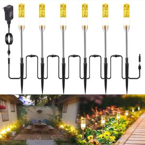 LED Pathway Lights, 4.8W 12V AC/DC Low Voltage Path Lights, 570 Lumen 6 Pack Extendable Outdoor Landscape Lighting IP65 Waterproof Garden Lights for Yard Walkway Driveway, 2700K (2700K Warm White)