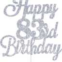 Happy 83rd Birthday Cake Toppers Silver Glitter, Cheers to 83 Years Old Bday Decoration 83rd Anniversary Cake Topper, Eighty-three Theme Cake Decorations for Birth Anniversary Party