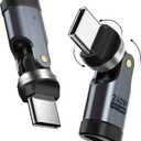 USB C 90 Degree Adapter [2-Pack], 240W PD USBC Right Angle Connector, 360 & 180 Rotatable USB C Extension Adapter for MacBook, iPad, iPhone 17/16/15, Galaxy, Tablet, Laptop