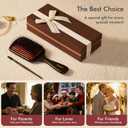 Boar Bristle Hair Brush for Women, Paddle Hairbrush Natural Boar Bristle for Thin Fine Hair Smooth Frizz Enhance Shine (Red)