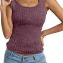 Womens Tank Tops Crewneck Sleeveless Summer Sweaters Vest Casual Basic Tees Ribbed Shirts (Red, S)