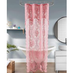 Warm Home Designs Rose Pink Stall Shower Curtain 36 x 72 Inches with Attached Valance & 4 Tassels. Luxury Lace Small Shower Curtain for The Bathroom or RV Shower Curtain. LA Rose 36"