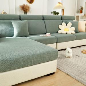Sofa Covers Couch Covers for Sofa Pet Friendly Couch Cushion Covers Universal Sofa Covers Washable Stretch Slipcovers for Sectional Sofa (Texture Green,Large Single Seat Cover)