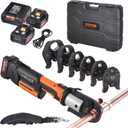 VEVOR ProPress Tool, 18V Electric Pipe Crimping Tool for 1/2, 3/4, 1, 1 1/4", 1 1/2", 2" Copper Pipes, Press Tool Kit with Brushless Motor, 6 Pro Press Jaws, 2pcs 4AH Battery